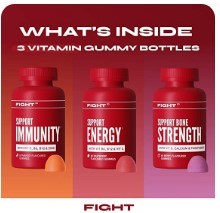 Vegan Multivitamins Bundle by FIGHT | Vitamin D, Vitamin C, Biotin + More | 3X 60 Yummy Gummies | Support Immunity, Energy, and Bone Strength | Non-GMO, Gluten-Free Supplements | 1 Month Supply Each