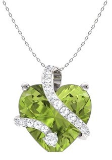 Diamondere Natural and Certified Heart Cut Gemstone and Diamond Wrap Heart Petite Necklace in 14k White Gold | 1.68 Carat Pendant with Chain