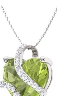 Diamondere Natural and Certified Heart Cut Gemstone and Diamond Wrap Heart Petite Necklace in 14k White Gold | 1.68 Carat Pendant with Chain